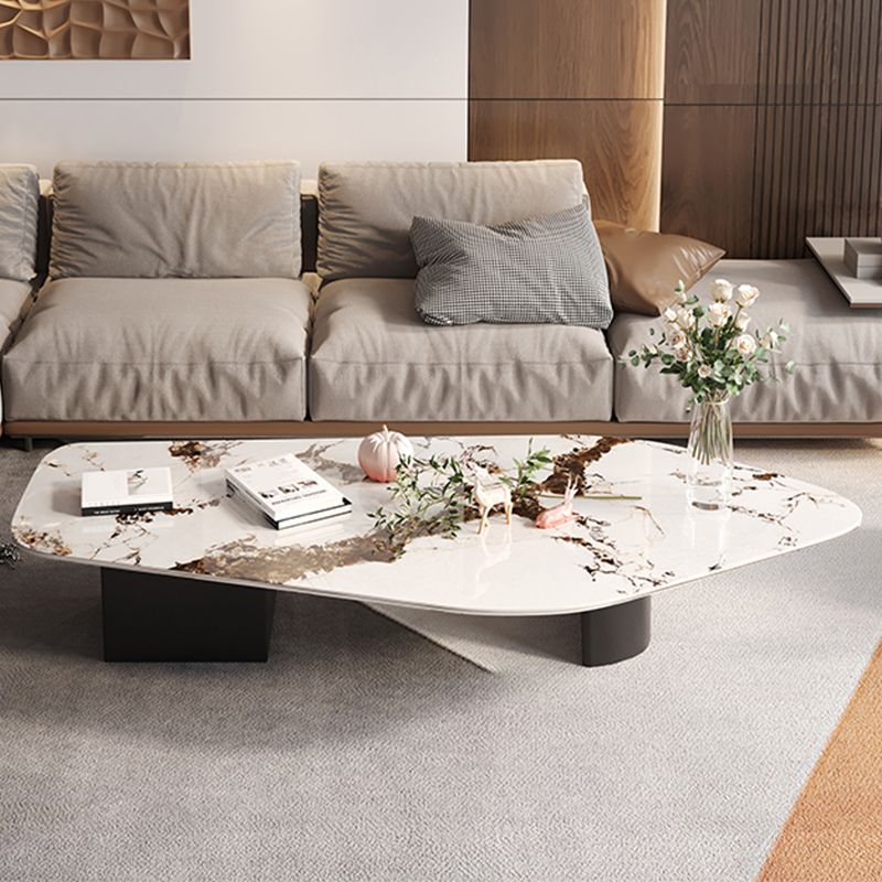 15.74" Tall 1 Single Stone Top Cocktail Table Geometric Coffee Table
