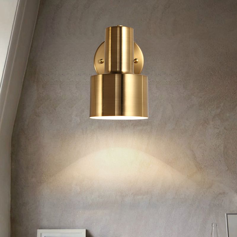 Cylinder Bathroom Wall Light Fixture Metal Modern Style Wall Light Sconce in Gold