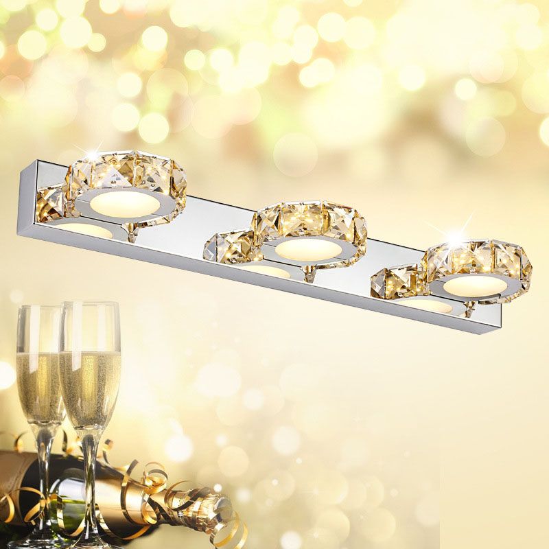 Crystal Geometric Wall Sconce Modern Multi Lights Mirror Wall Mount Light Fixture