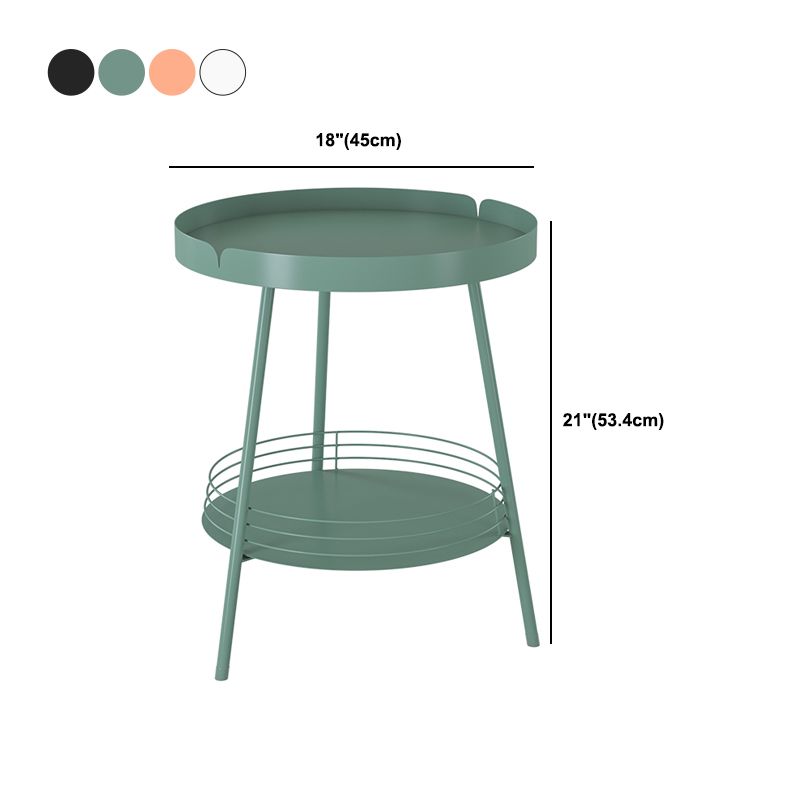 21.6" Tall Round Tray Top Side Table Mental 3 Legs End Table with Shelf