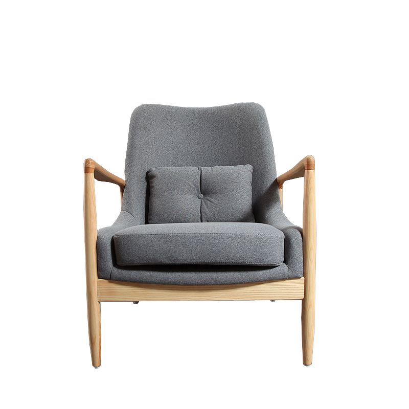 Nordic Style 28.74" Wide Pillow Back Sponge Wood Frame Arm Chair