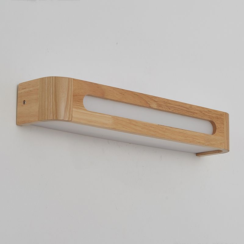 1 Light Rectangle Wall Mounted Lamps Modern Style Wood Wall Lights