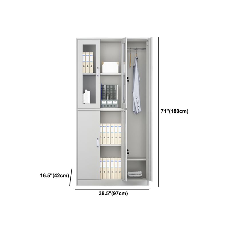Grey Steel Wardrobe Armoire Contemporary Hinged Wardrobe Cabinet