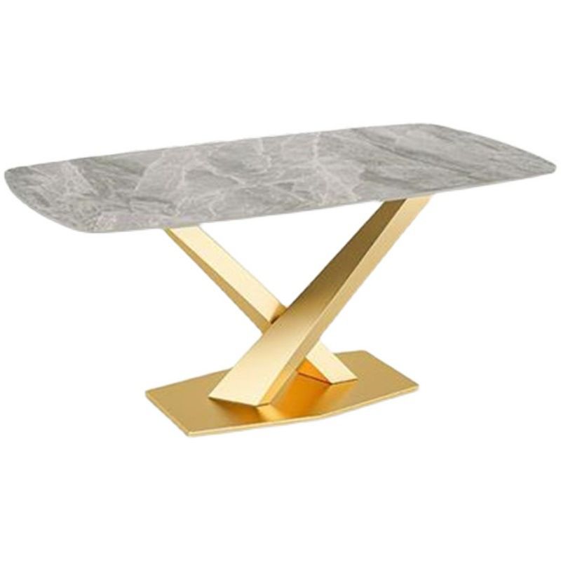 Modern Style Sintered Stone Kitchen Set with Table and Upholstered Chairs