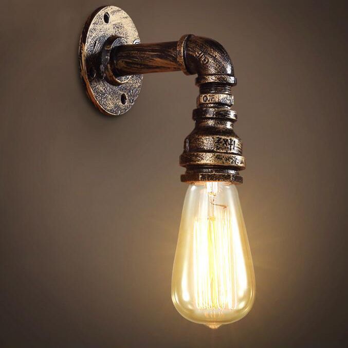 Pipa dell'acqua ombra illuminazione a parete metallica in stile industriale 1 lampada montata a parete