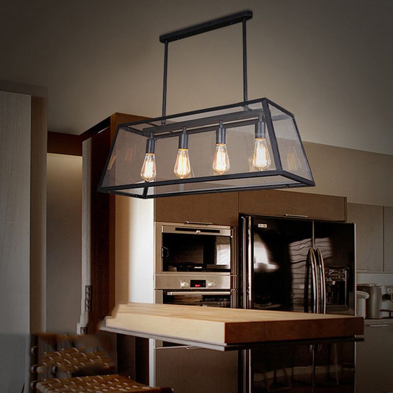 Industrial Trapezoid Island Lighting Metal Multiple-Light Island Pendant