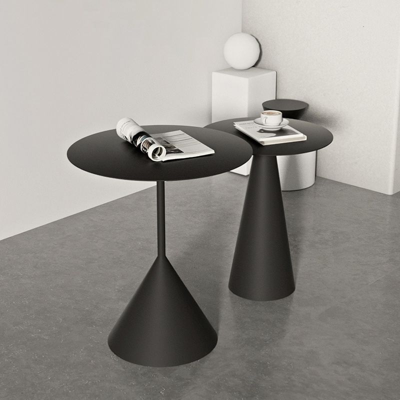 Iron 2 Piece Bunching Tables with Round Top and Pedestal Base