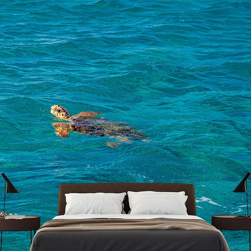 Modern Seascape Mural Wallpaper Mildew Resistant for Reading Room Decor