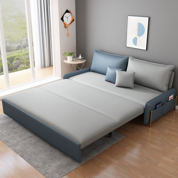 Contemporary Style Faux Leather Armless Sofa Bed for Apartment Use