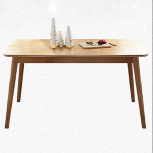 Modern Rubber Wood Table for Restaurant Rectangle Dining Table with 4 Legs