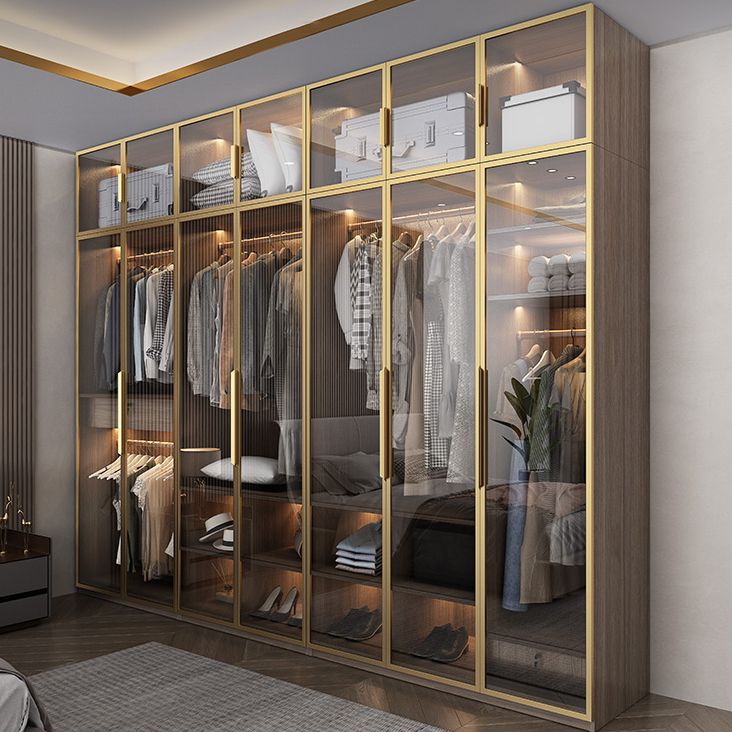 Contemporary Style Wardrobe Natural Colour Wooden Wardrobe Closet
