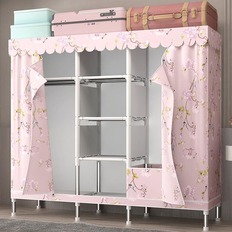 Silver Steel Frame Wardrobe Cabinet Contemporary Home Wardrobe