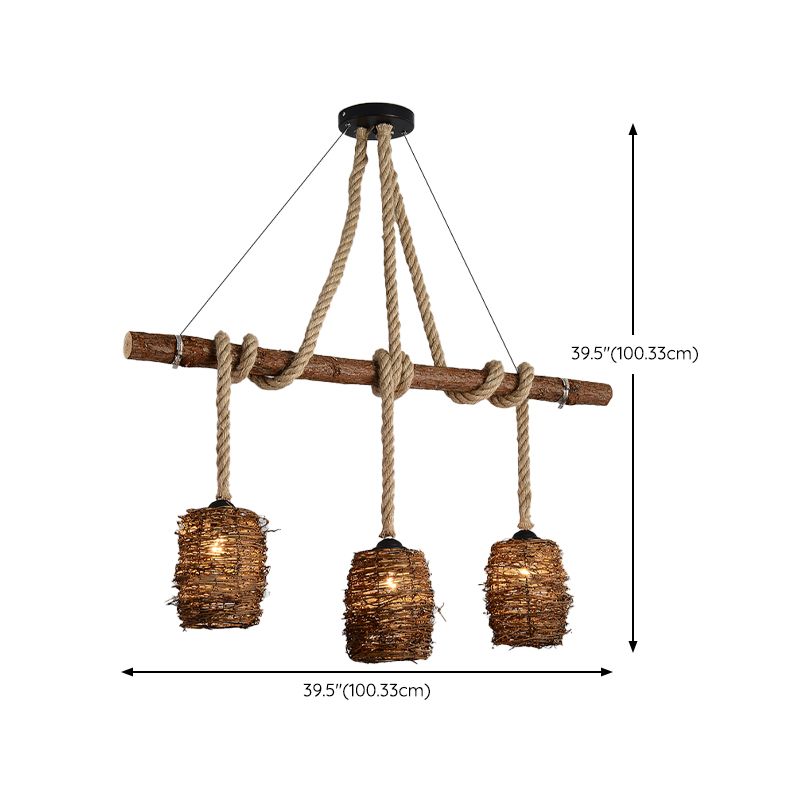 Industrial Style Cylinder Island Pendants Rope Pendant Lights for Dining Room