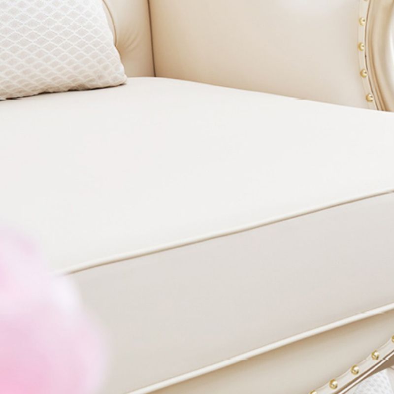 38.18" Tall Nailhead Trim Sectional Sofa Sloped Arm Genuine Leather Sofa