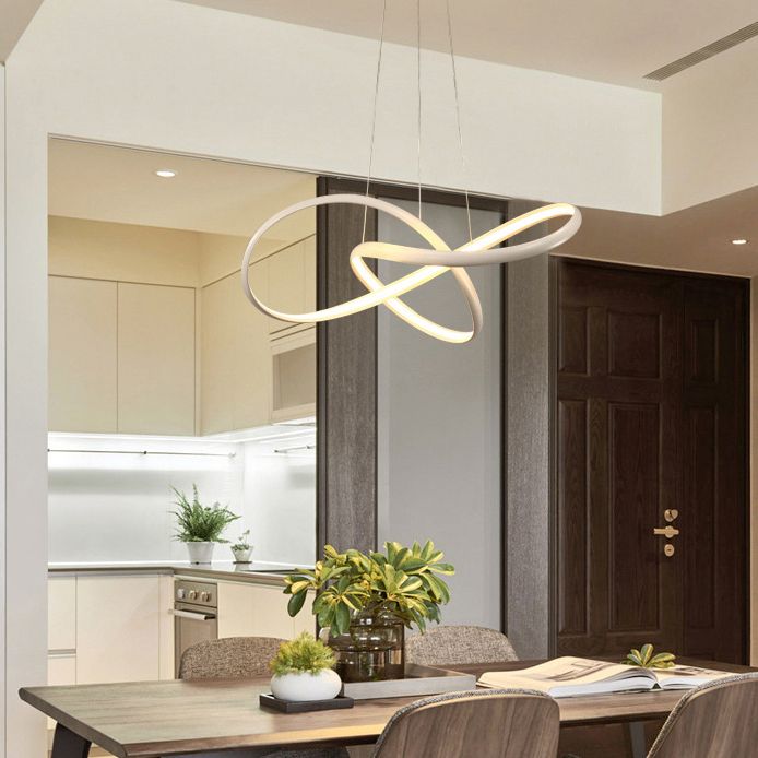 Aluminium verstelbare LED -kroonluchter in moderne singular style silica gel lineair hanglampje voor woonkamer