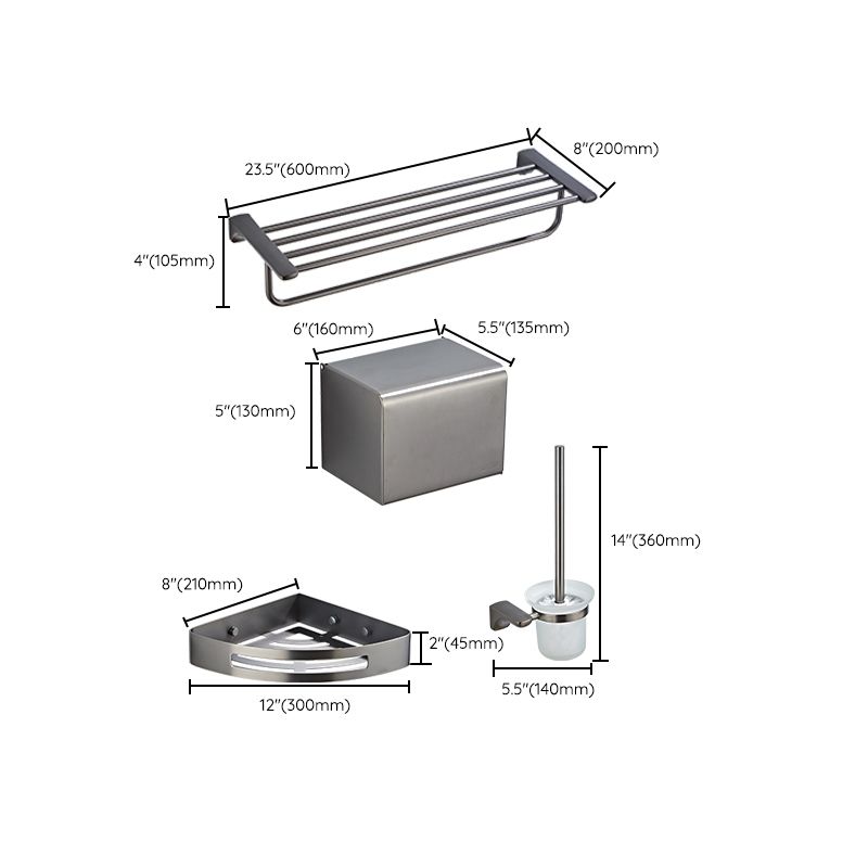 Gray Traditional Bathroom Hardware Set Stainless Steel Bathroom Accessory Kit