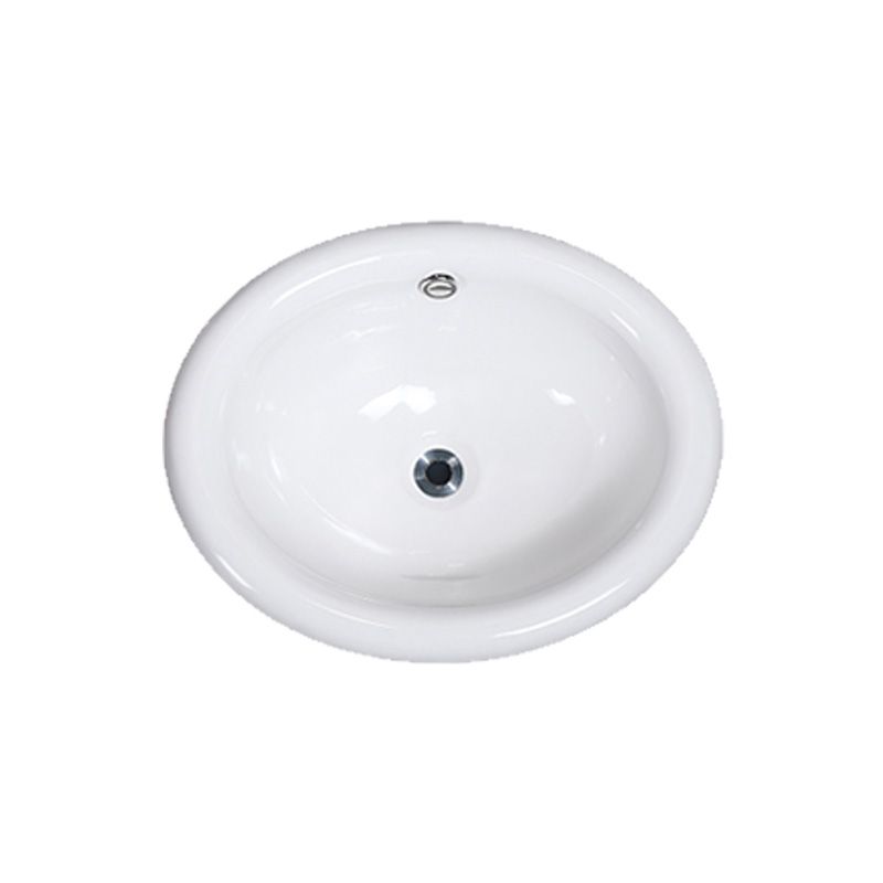 Contemporary Bathroom Sink Porcelain Oval-Shape Drop-in Bathroom Sink without Faucet