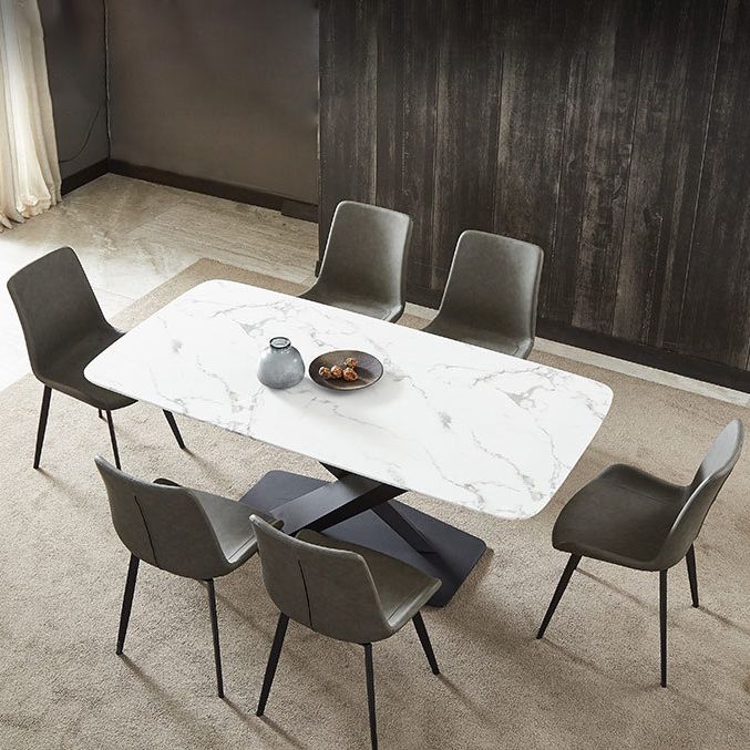 Fixed Sintered Stone Dining Room Set of with Pedestal Base Table Dining Room Furniture for Home