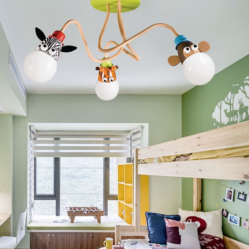 Gelbe Oktopus Flush Mount Leichte Cartoon Metall Halbblöcke Deckenleuchte mit tierischer Steckdose