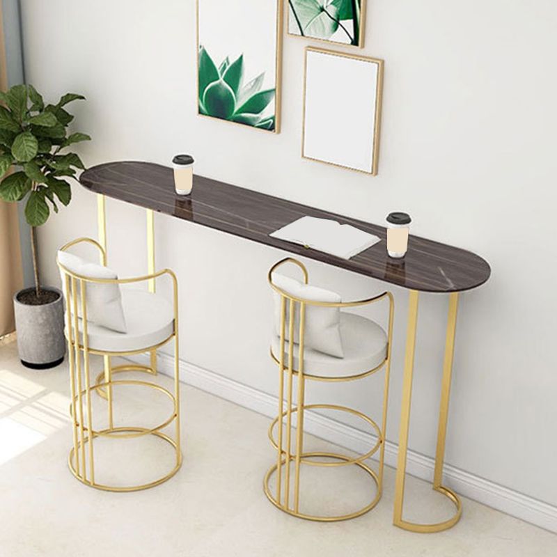 Glam Pub Table Oval Bar Height Double Pedestal Bar Table for Indoor