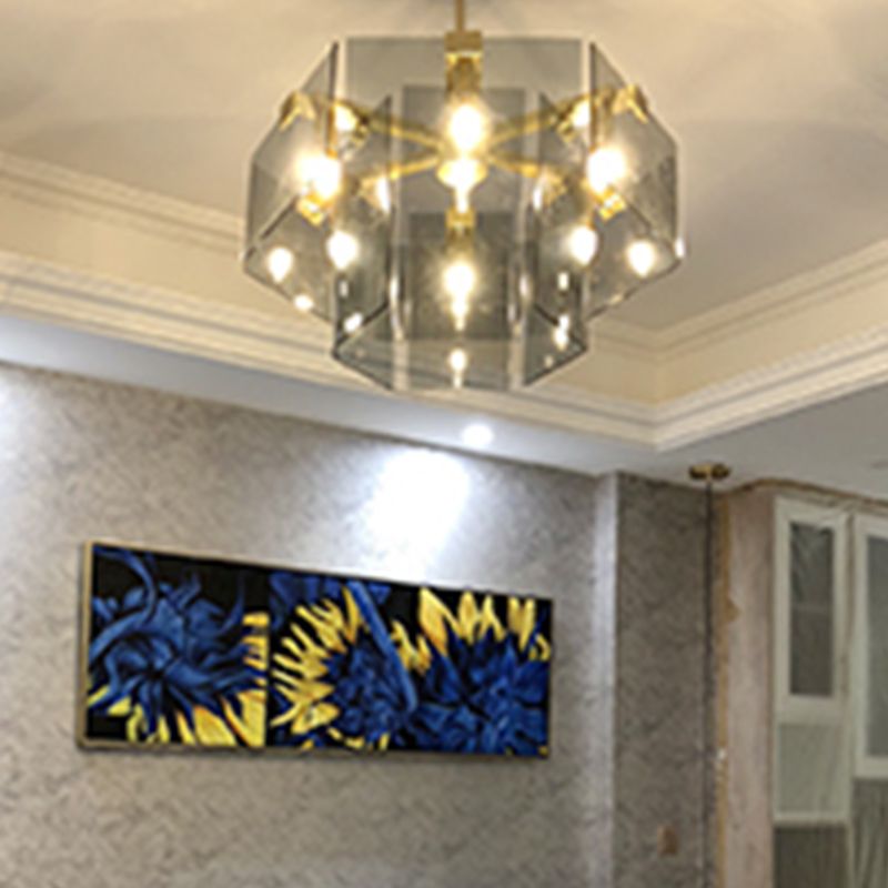 Moderner Stil Gold Kronleuchter Leuchte Geometrie Formglas hängendes Licht