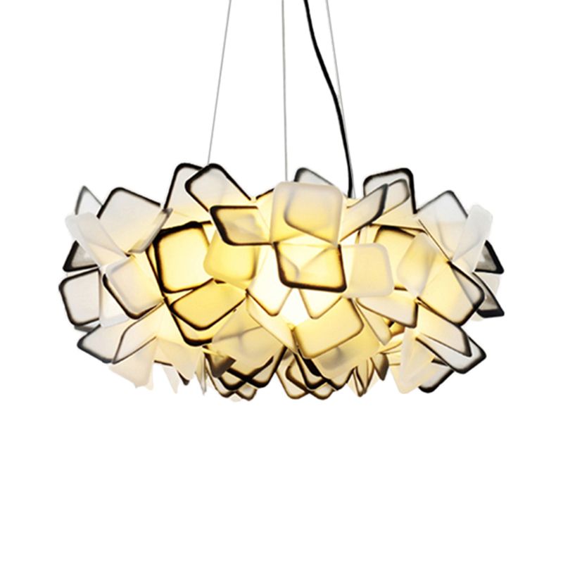 Braun/Blau/Lila Blüte Drop Anhänger zeitgemäß 21 "/27,5" breite 1-Licht-Acryldecklampe für Wohnzimmer