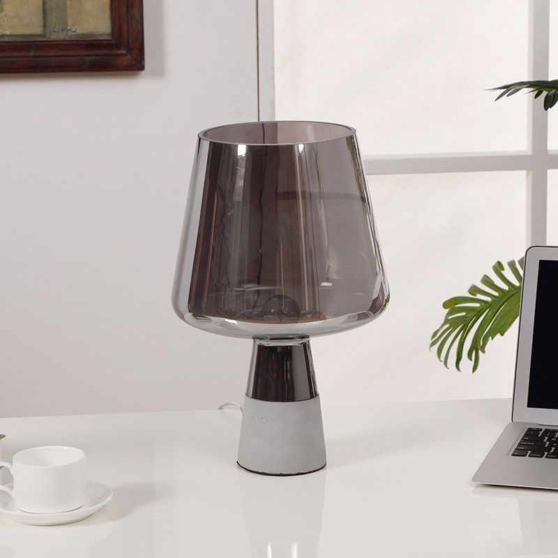 Tapered Shape Task Lighting Modernism Smoke Grey Glass 1 Bulb Dining Room Table Lamp