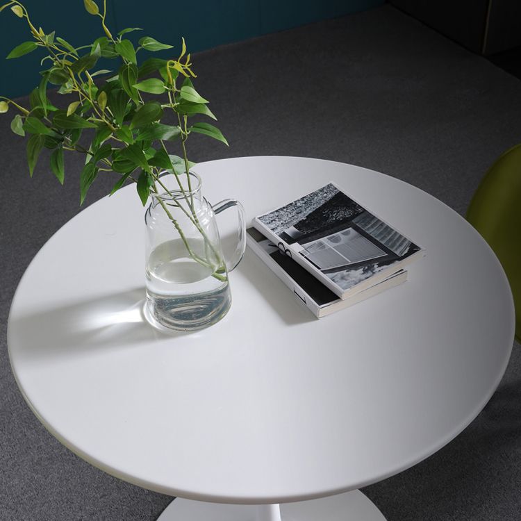 Mesa de comedor redonda Simplicity, mesa de piedra sinterizada con base de tulipán blanco para comedor