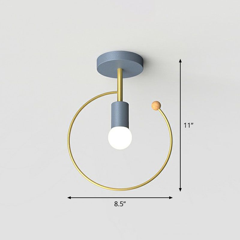 Lámpara de techo semi empotrada metálica geométrica, accesorio de iluminación de montaje empotrado para pasillo vintage de 1 luz