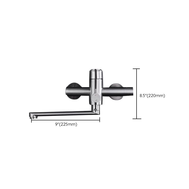 Wall Mounted Metal Tub Filler Low Arc Swivel Bathroom Faucet