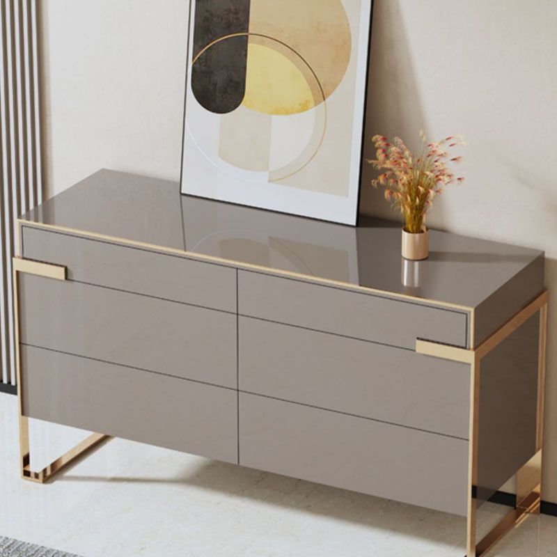 Modern Storage Double Dresser White/Gray Wood Dresser Drawers for Home