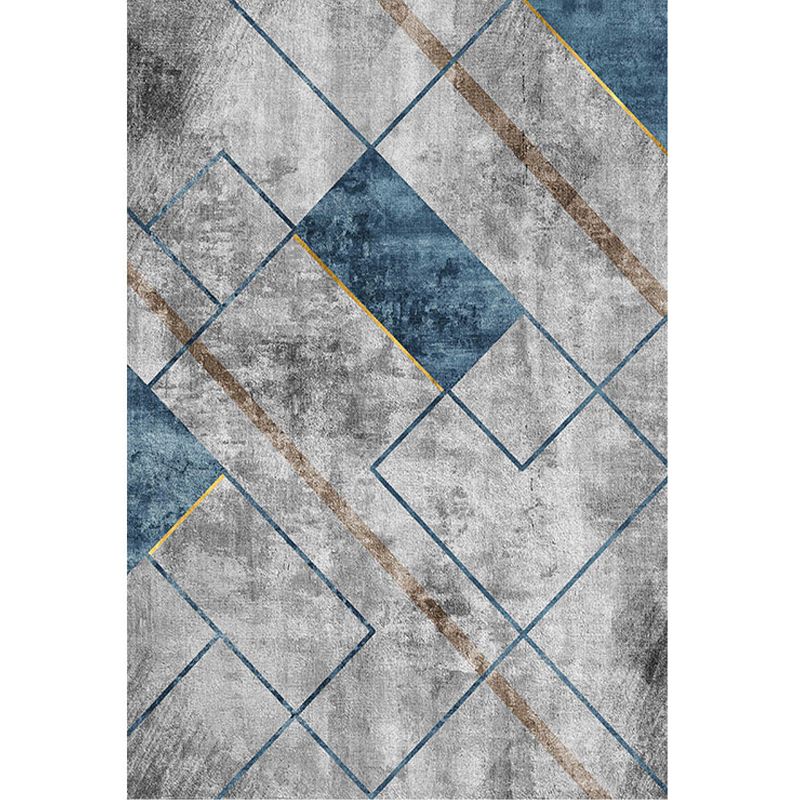 Fancy Modern Carpet Grey Geometric Orint Rug Polyester Anti-Slip Area Rug for Living Room
