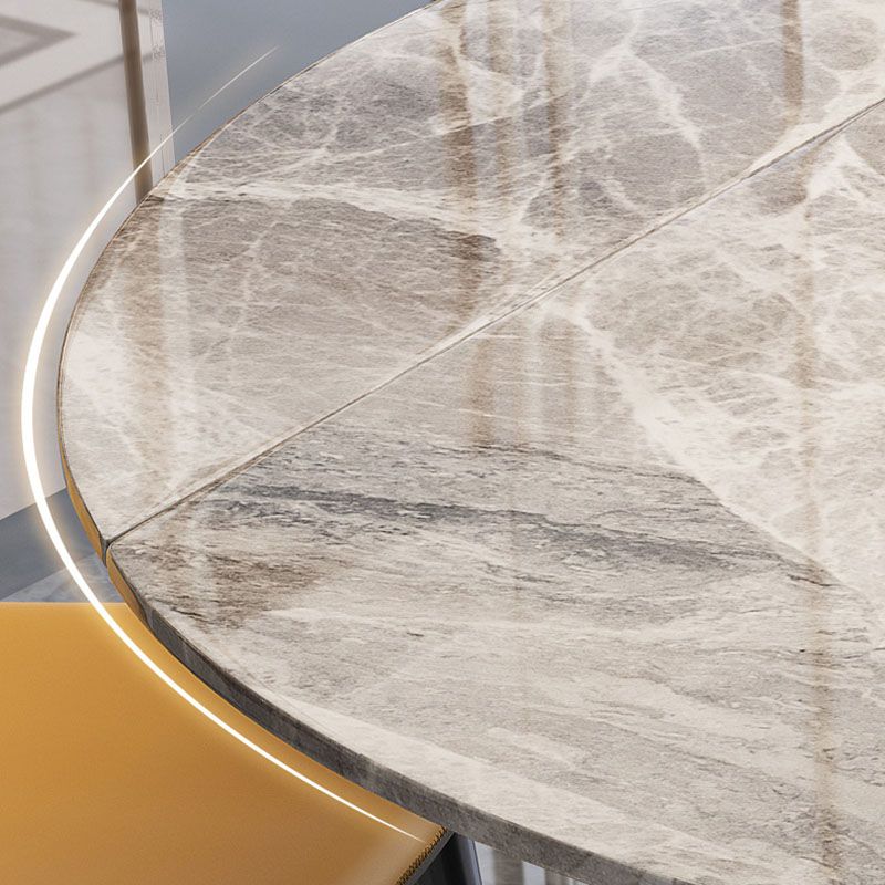 Round Modern Stone Table Standard Height Dining Room Table with Pedestal Base