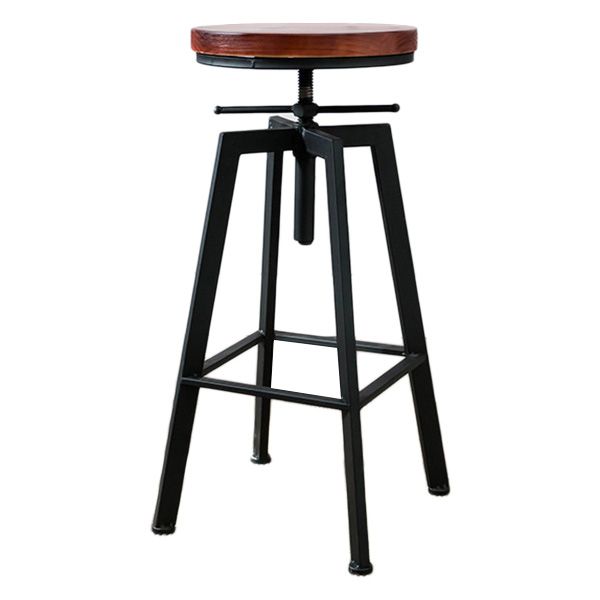 Industrial Metal Barstool Faux Leather Low Back Counter Stool with Iorn 4 Legs