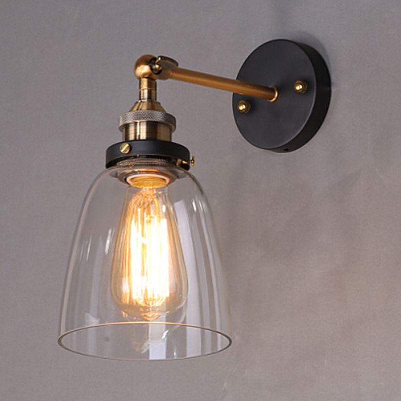 Oval Vanity Wall Light Fixtures Retro Industrial Style Glass Single  Vanity Light