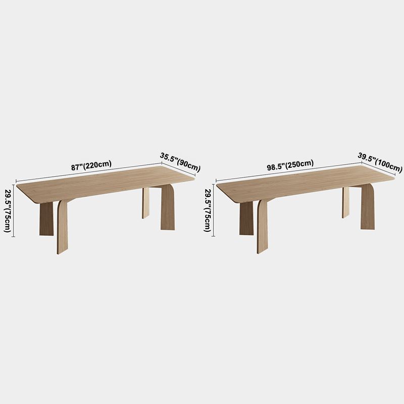 Simple Kitchen Standard Dining Table Solid Wood Khaki Dining Table with 4 Legs Base