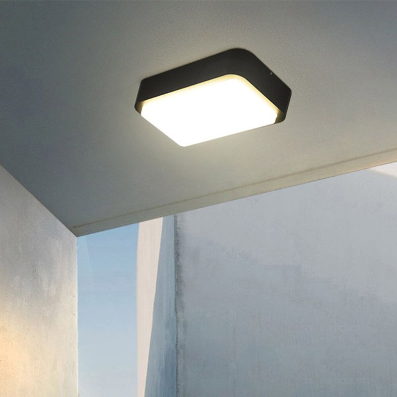 Geometric Flush Mount Light Plastic Shade Waterproof Ceiling Lamp for Courtyard Balcony