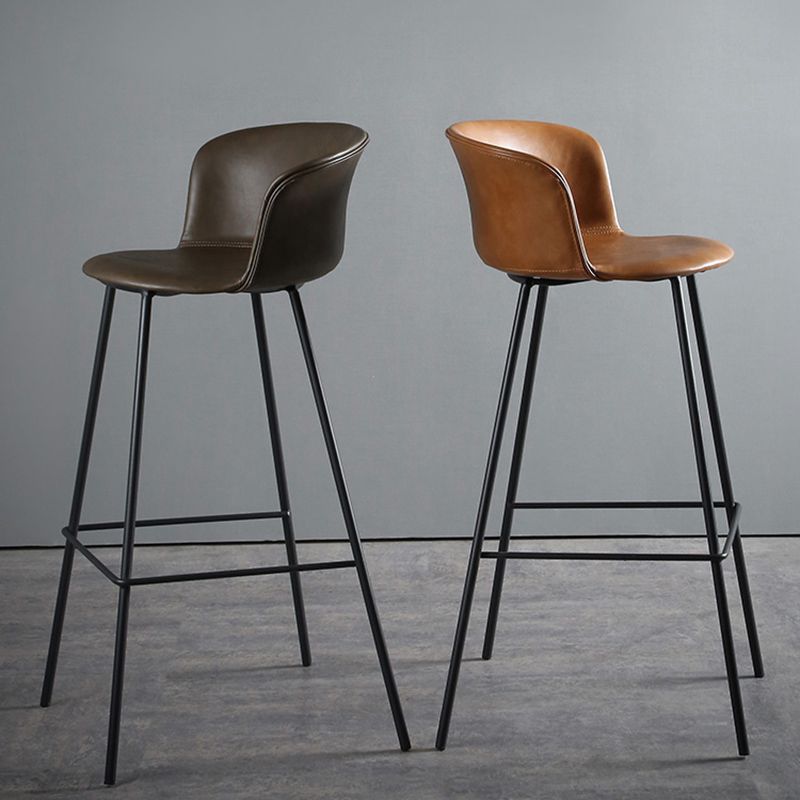 Modern Bucket Low Back Counter Chair Faux Leather Counter Bar Stool for Dining Room