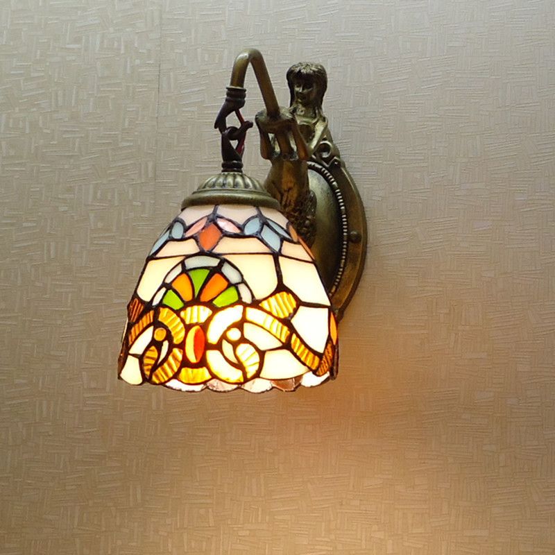 Brass 1 Head Wall Sconce Lighting Victorian Hand Cut Glass Geometry Wall Light for Dining Room