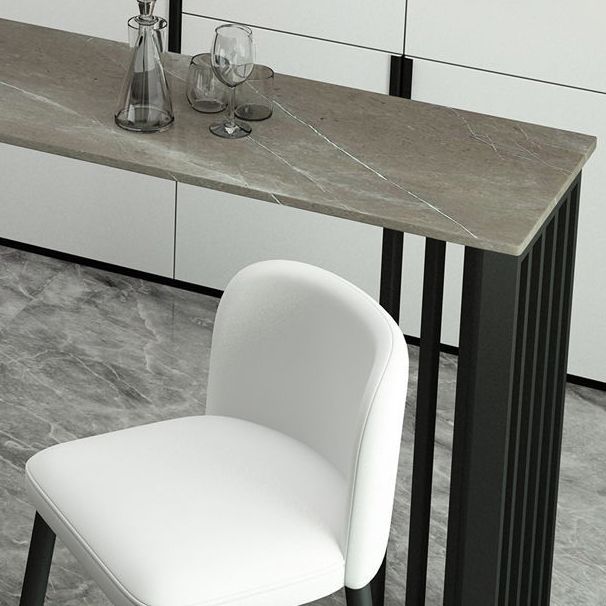 Contemporary Bar Table Stone Top Black double Pedestal Bar Table