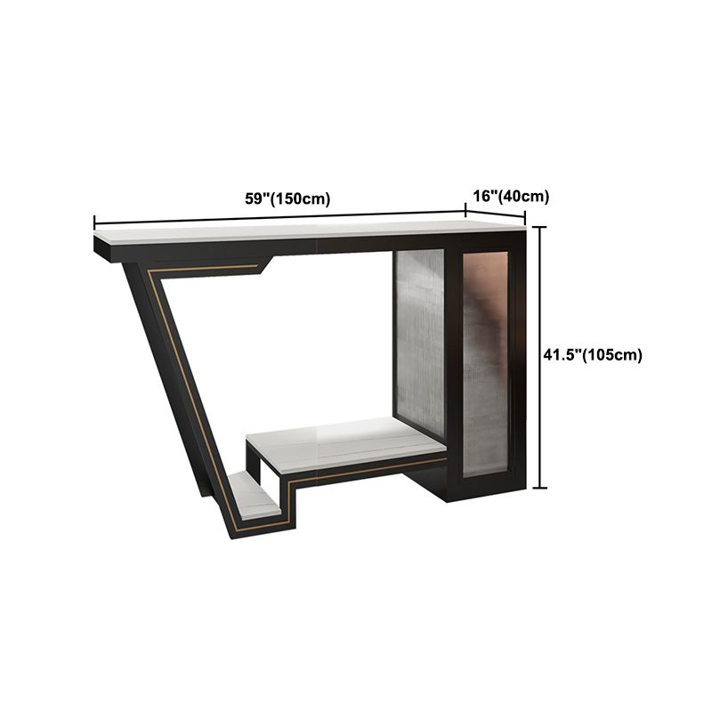 Industrial Bistro Table with Storage White Stone Top Bar Table for Home