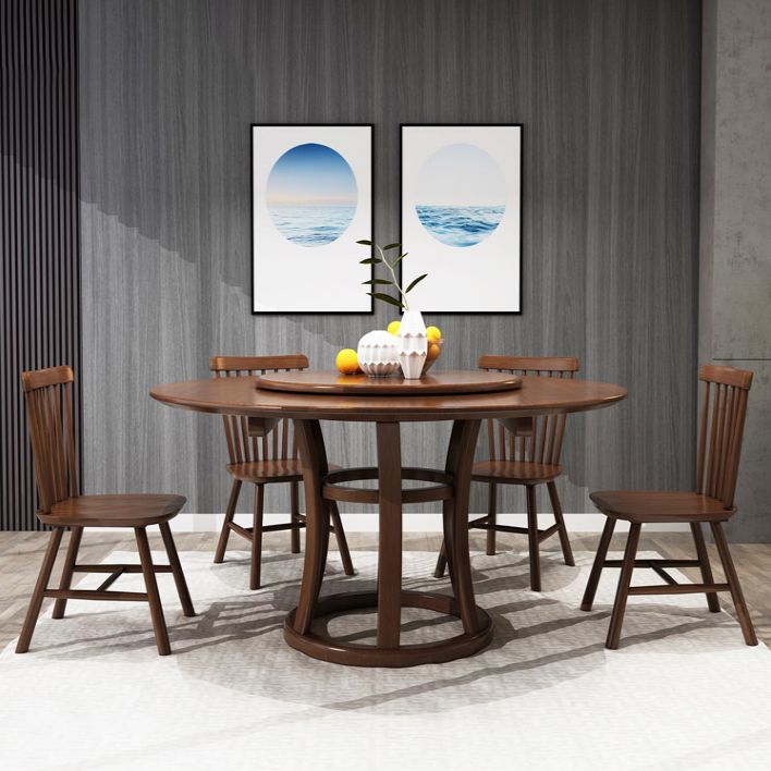 Mesa de madera maciza redonda minimalista Mesa de comedor estándar de cocina con base de pedestal