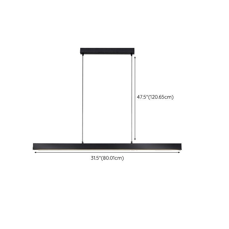 Line Shape Hanging Island Lights Modern Hanging Light Fixture in Black for Dining Room