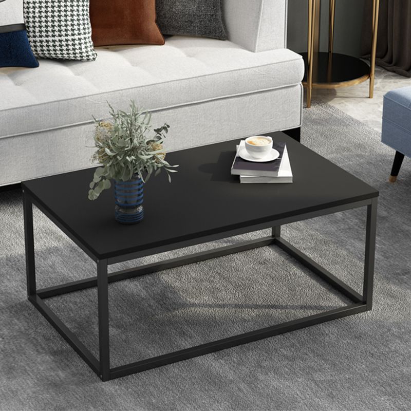 Modern Rectangular Steel Frame Coffee Table  Black Cocktail Table