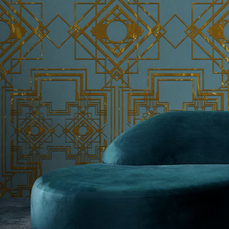 Contemporary Geometric Wall Mural Decal for Living Room Customized Wall Covering in Dark Color