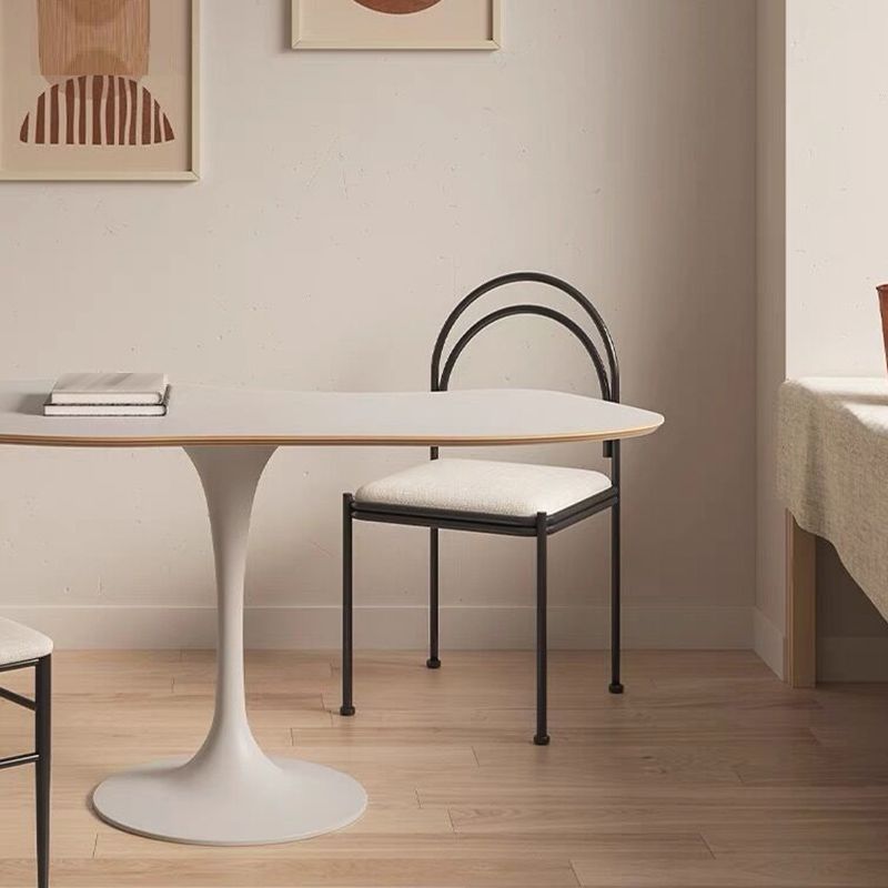 Metal Industrial Dining Chair Metallic Finish Side Chair with Black Legs