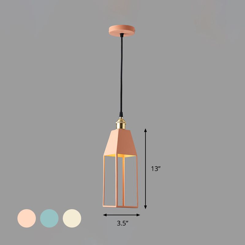 Comedor en forma de casa iluminación colgante de metal 1 lámpara de luz de luz en naranja/verde/oro