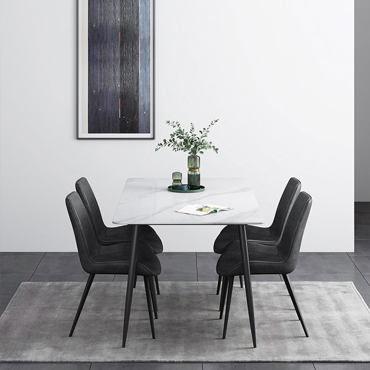 Industrial Rectangle Stone Table Standard Height Kitchen Table with 4 Legs