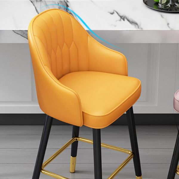 Leather Seat Barstool Nordic Style Iron Pedestal Bar Stool for Dining Room