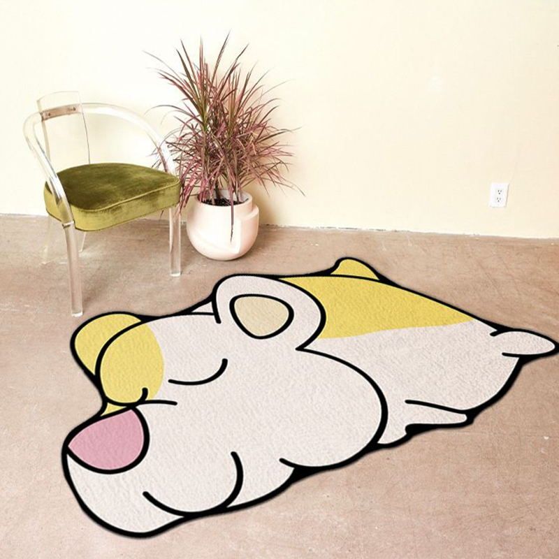 Black Animal Indoor Rug Polyester Casual Carpet Washable Area Rug for Living Room